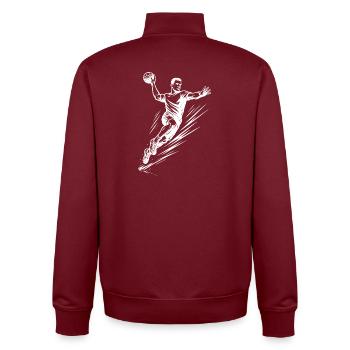 Handball motif that works immediately for men - Unisex Organic Zip Sweatshirt by Stanley/Stella - burgundy - Back - AI Model Male 185 dark (185cm)