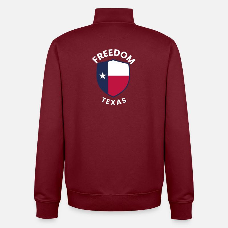 Bouclier de la Liberté du Texas - Sweat zippé unisexe en coton bio Stanley/Stella - bordeaux