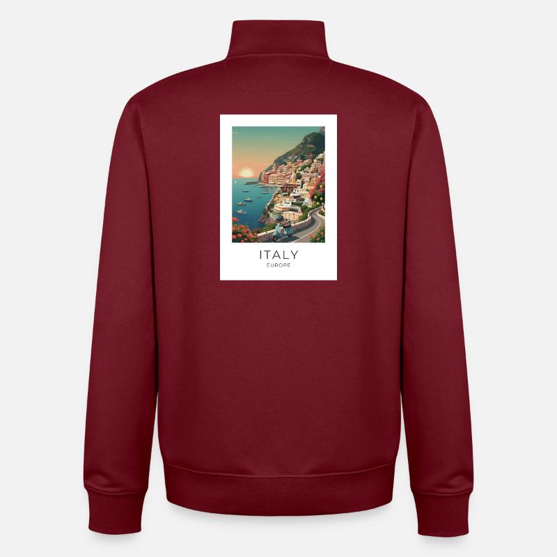 Italia Coastal Magic Motorcycle - Sweat zippé unisexe en coton bio Stanley/Stella - bordeaux