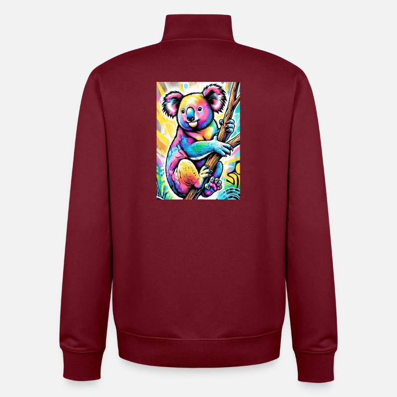 Koala - Unisex Organic Zip Sweatshirt von Stanley/Stella - Burgunderrot