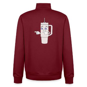 Besorgtes Shaker-Cup-Maskottchen - Unisex Organic Zip Sweatshirt von Stanley/Stella - Burgunderrot - Hinten - AI Model Male 185 dark (185cm)