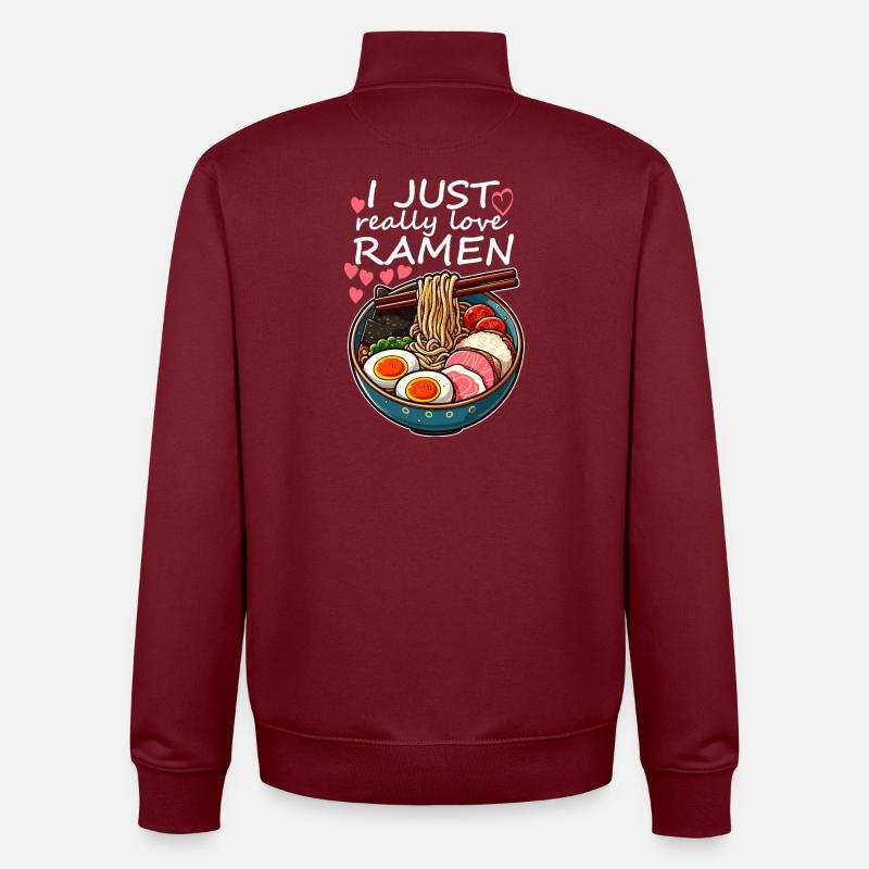 Ramen Liebe Bunt - Unisex Organic Zip Sweatshirt von Stanley/Stella - Burgunderrot