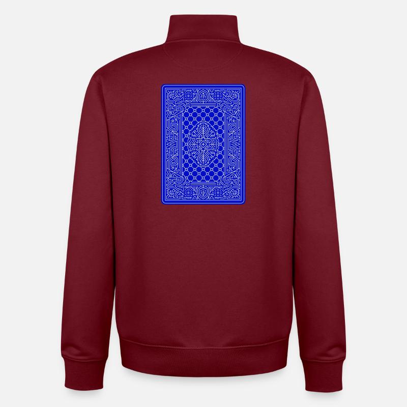 Geometric Playing Card Vector Art Blue - Unisex Organic Zip Sweatshirt by Stanley/Stella - burgundy
