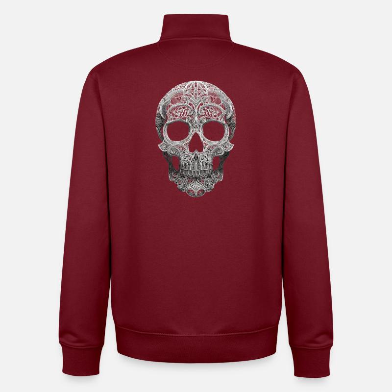 Ornement de crâne de mandala - Sweat zippé unisexe en coton bio Stanley/Stella - bordeaux