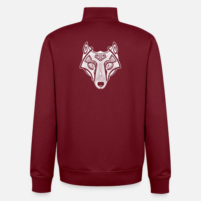 Wikingerwolf Fenrir valhalla weiß - Unisex Organic Zip Sweatshirt von Stanley/Stella - Burgunderrot
