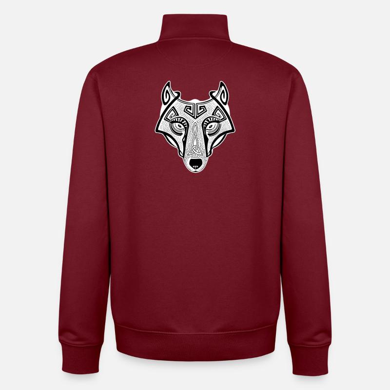 Loup viking Fenrir valhalla blanc - Sweat zippé unisexe en coton bio Stanley/Stella - bordeaux