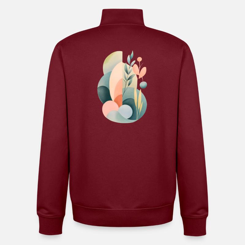 Composition de la flore abstraite pastel - Sweat zippé unisexe en coton bio Stanley/Stella - bordeaux