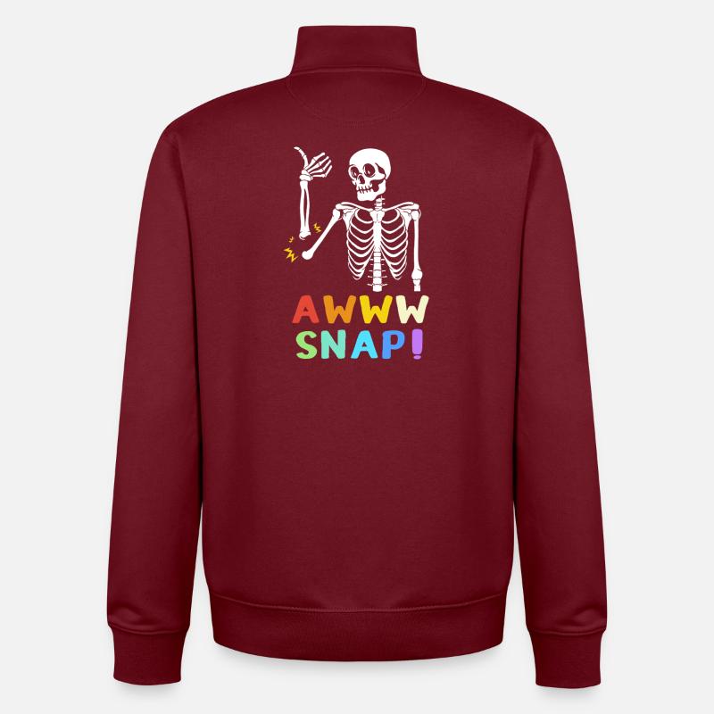 Knochenbruch Halloween Skelett Knochen Armbruch - Unisex Organic Zip Sweatshirt von Stanley/Stella - Burgunderrot