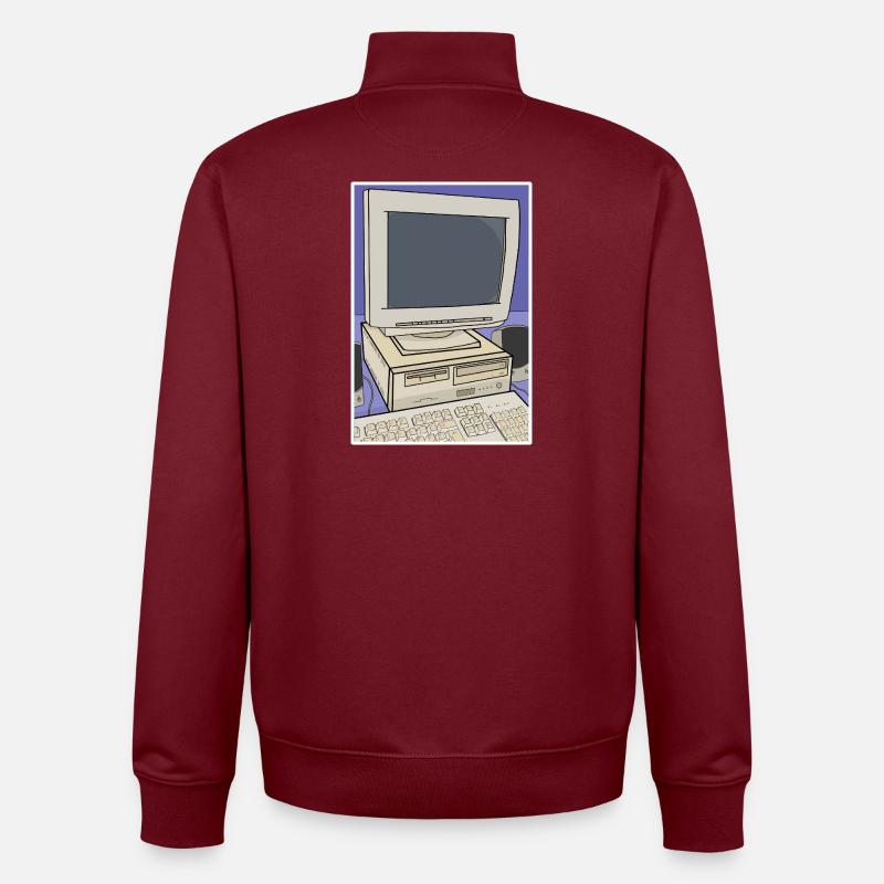 Retro-Computer-Desktop-Einrichtung - Unisex Organic Zip Sweatshirt von Stanley/Stella - Burgunderrot