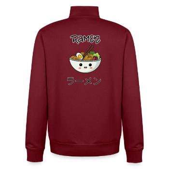Kawaii Ramen Bowl Illustration - Unisex Organic Zip Sweatshirt von Stanley/Stella - Burgunderrot - Hinten - AI Model Male 185 dark (185cm)