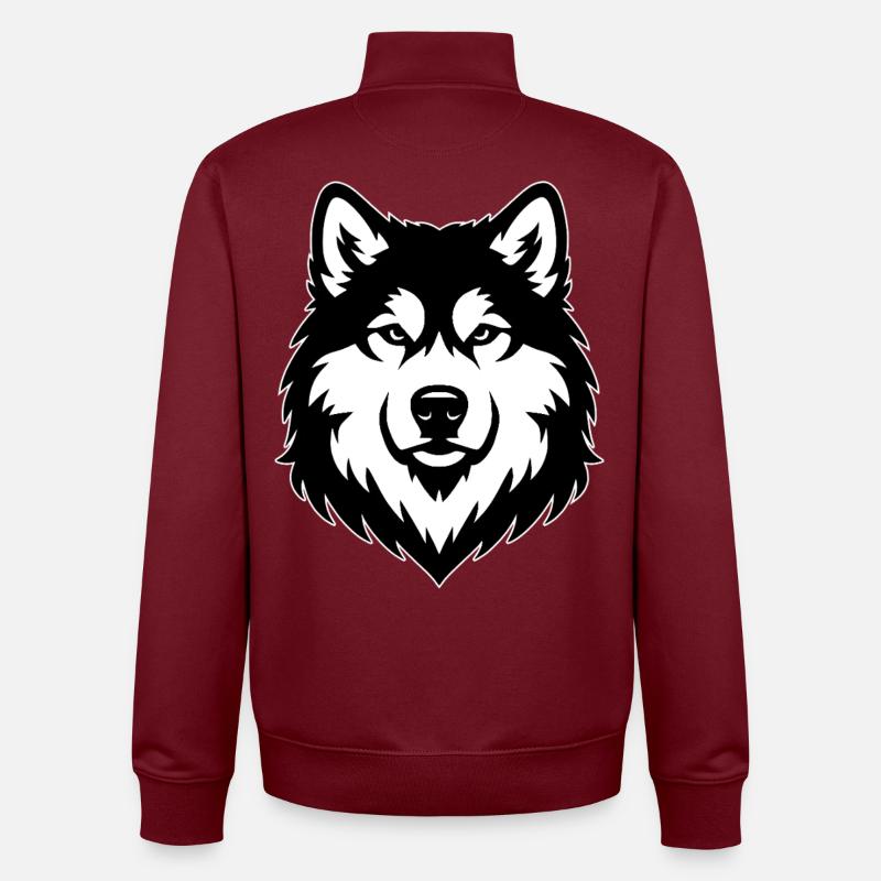 Malamute d’Alaska noir blanc - Sweat zippé unisexe en coton bio Stanley/Stella - bordeaux