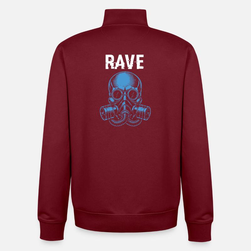 Masque à gaz Rave Skull - Sweat zippé unisexe en coton bio Stanley/Stella - bordeaux
