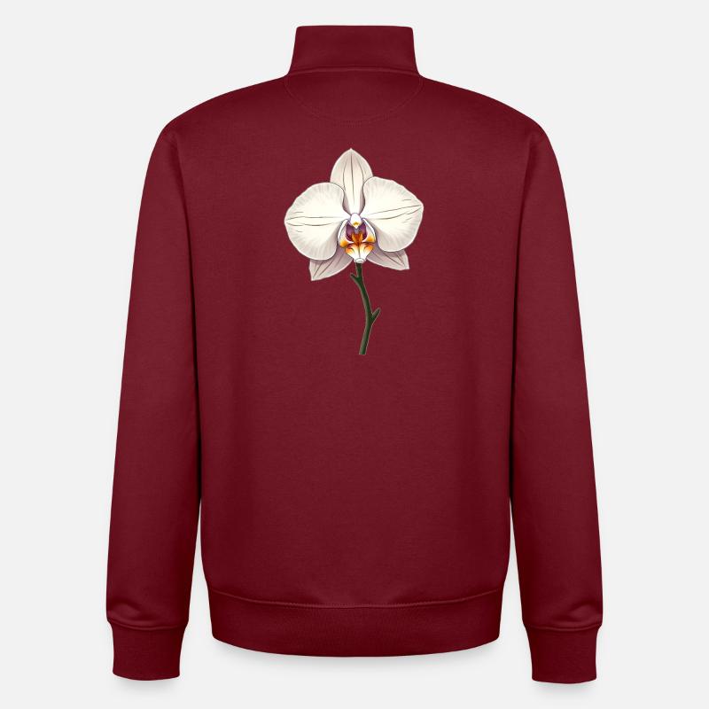 Orchidée blanche - Sweat zippé unisexe en coton bio Stanley/Stella - bordeaux