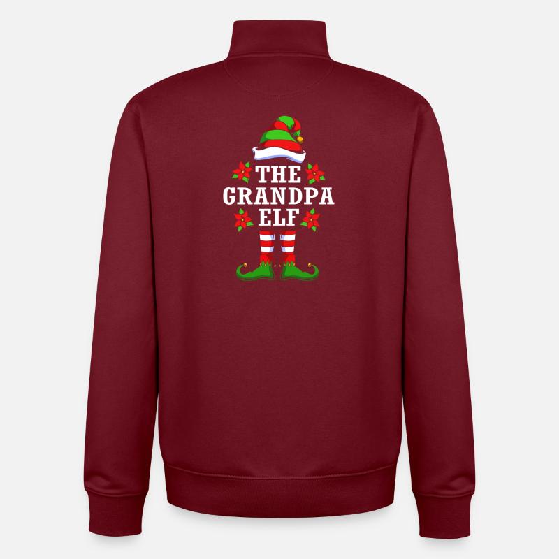 Opa Großvater Elfe Elf Weihnachtsgeschenk - Unisex Organic Zip Sweatshirt von Stanley/Stella - Burgunderrot