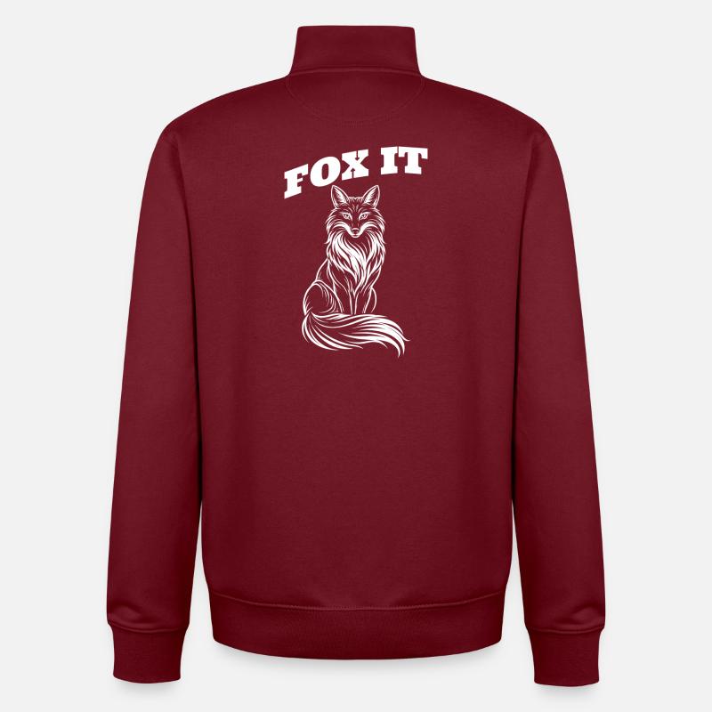 Silhouette de renard - Renard - Sweat zippé unisexe en coton bio Stanley/Stella - bordeaux