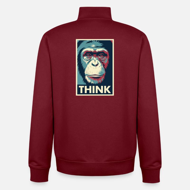 Affendenken Pop-Art-Poster - Unisex Organic Zip Sweatshirt von Stanley/Stella - Burgunderrot