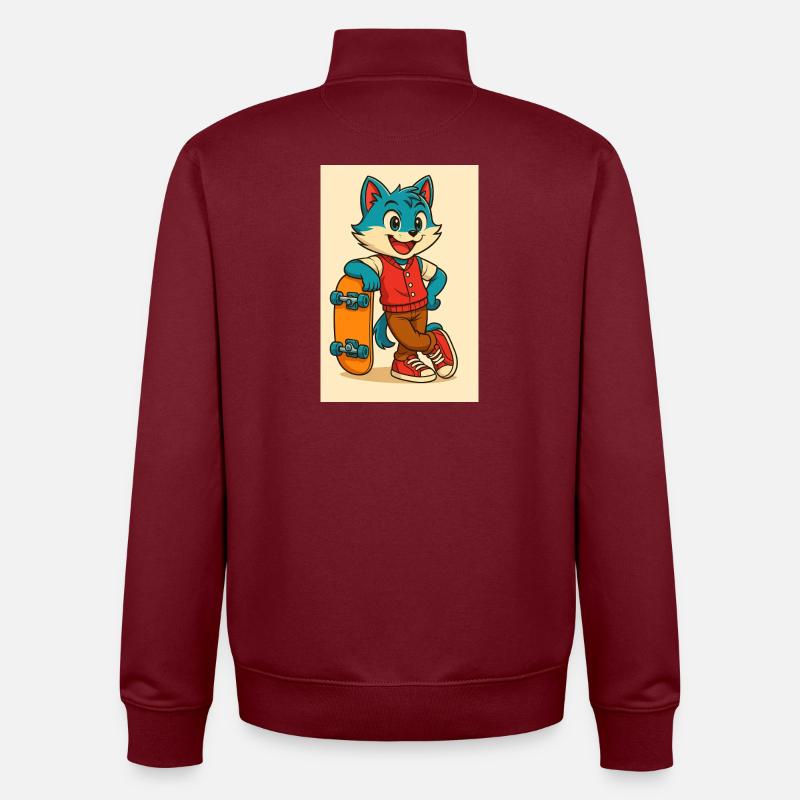 Scooter Fox mit Skateboard - Unisex Organic Zip Sweatshirt von Stanley/Stella - Burgunderrot