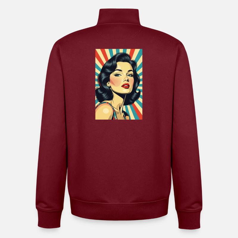 Style rétro Diva R01 - Sweat zippé unisexe en coton bio Stanley/Stella - bordeaux