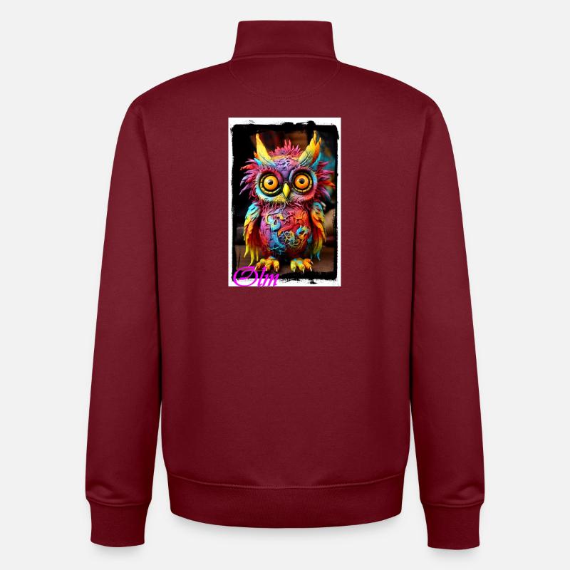 Bunte Fantasiewelt Eulenfigur Puppe Textil Märchen - Unisex Organic Zip Sweatshirt von Stanley/Stella - Burgunderrot