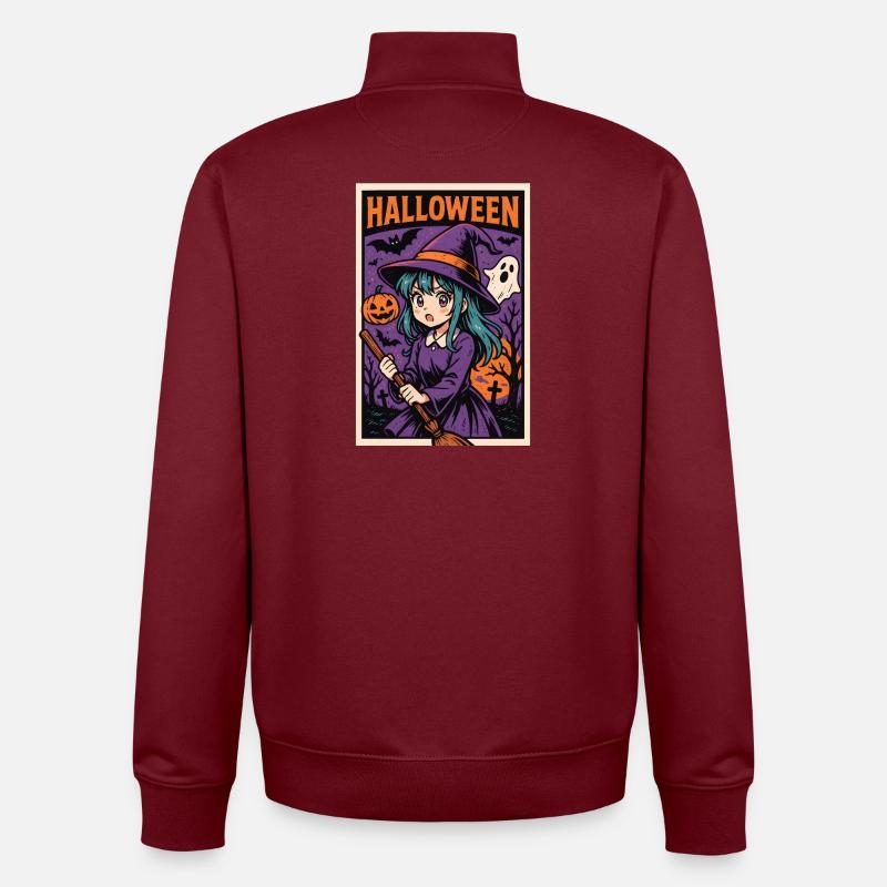 Halloween classique - Sorcière - Sweat zippé unisexe en coton bio Stanley/Stella - bordeaux