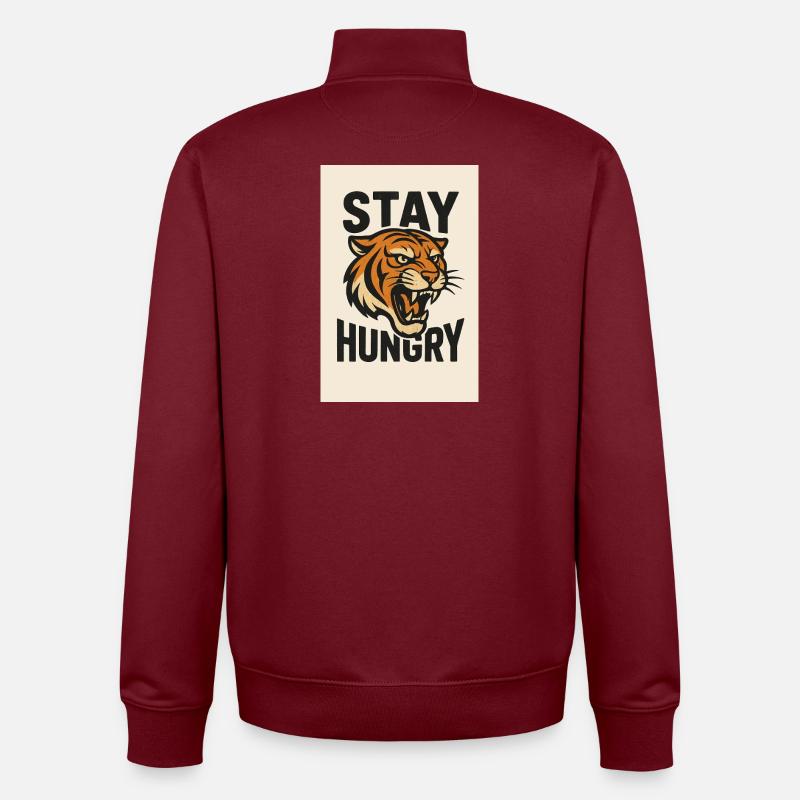 Motif du tigre qui reste affamé - Sweat zippé unisexe en coton bio Stanley/Stella - bordeaux