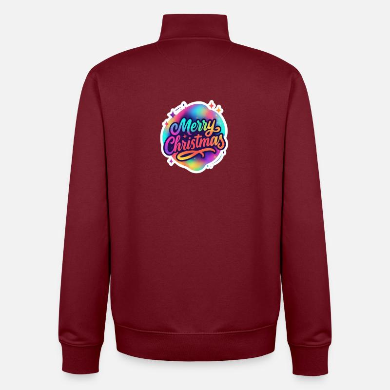 Joyeux Noël – Magie des couleurs holographiques - Sweat zippé unisexe en coton bio Stanley/Stella - bordeaux