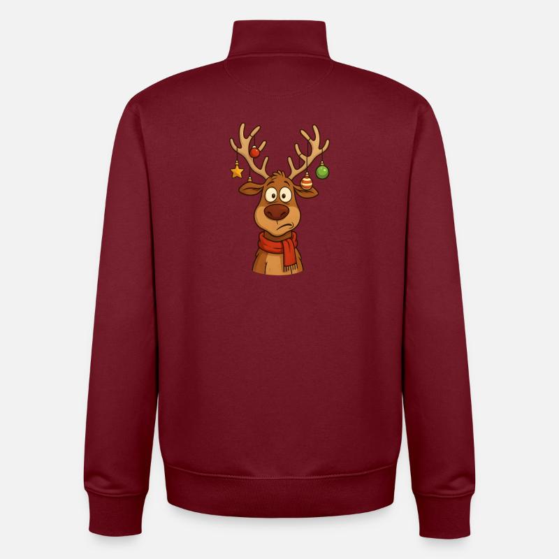 Cerf Rudolph Joyeux Noël doux - Sweat zippé unisexe en coton bio Stanley/Stella - bordeaux