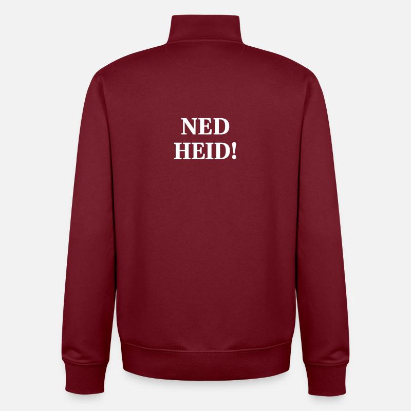 NED HEID ! Dire sur noir - Sweat zippé unisexe en coton bio Stanley/Stella - bordeaux