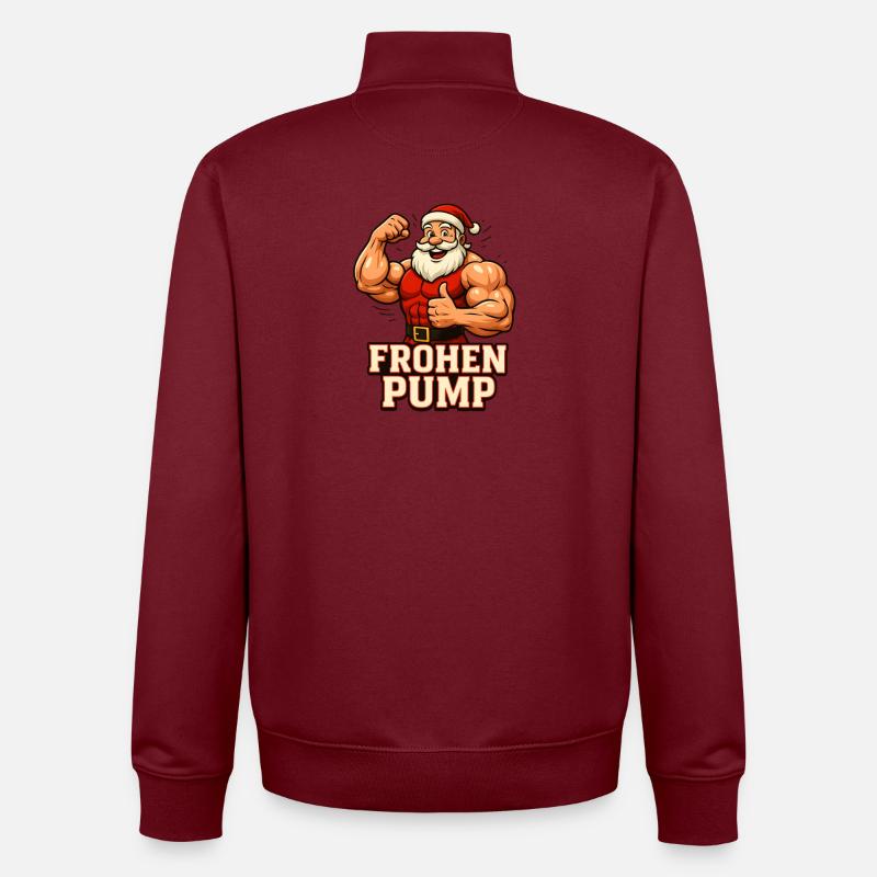 Joyeux Noël Père Noël Pump - Sweat zippé unisexe en coton bio Stanley/Stella - bordeaux