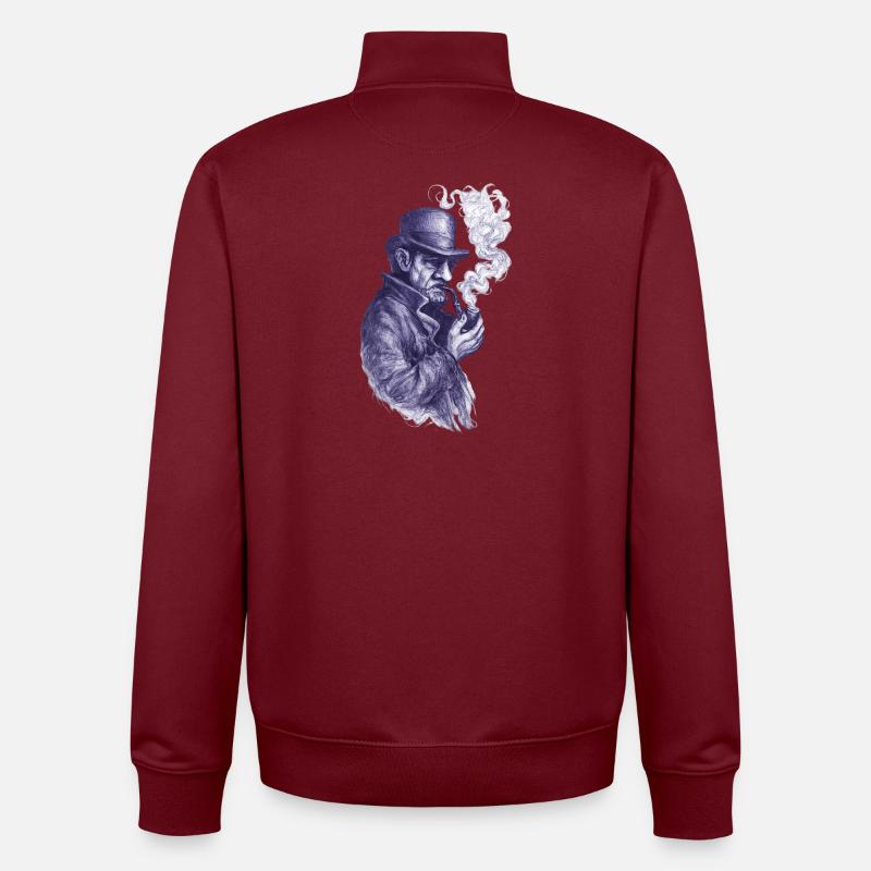 Détective fumeur de pipe dans l’ombre - Sweat zippé unisexe en coton bio Stanley/Stella - bordeaux