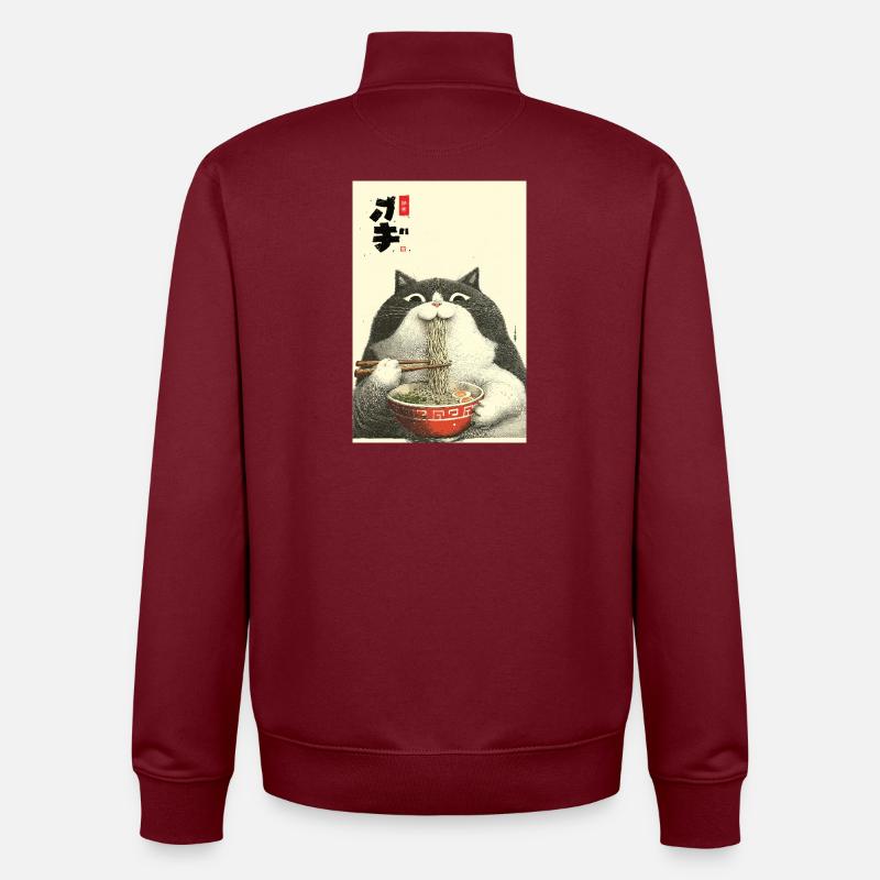 Neko-Ramen-Katzenschlürf - Unisex Organic Zip Sweatshirt von Stanley/Stella - Burgunderrot