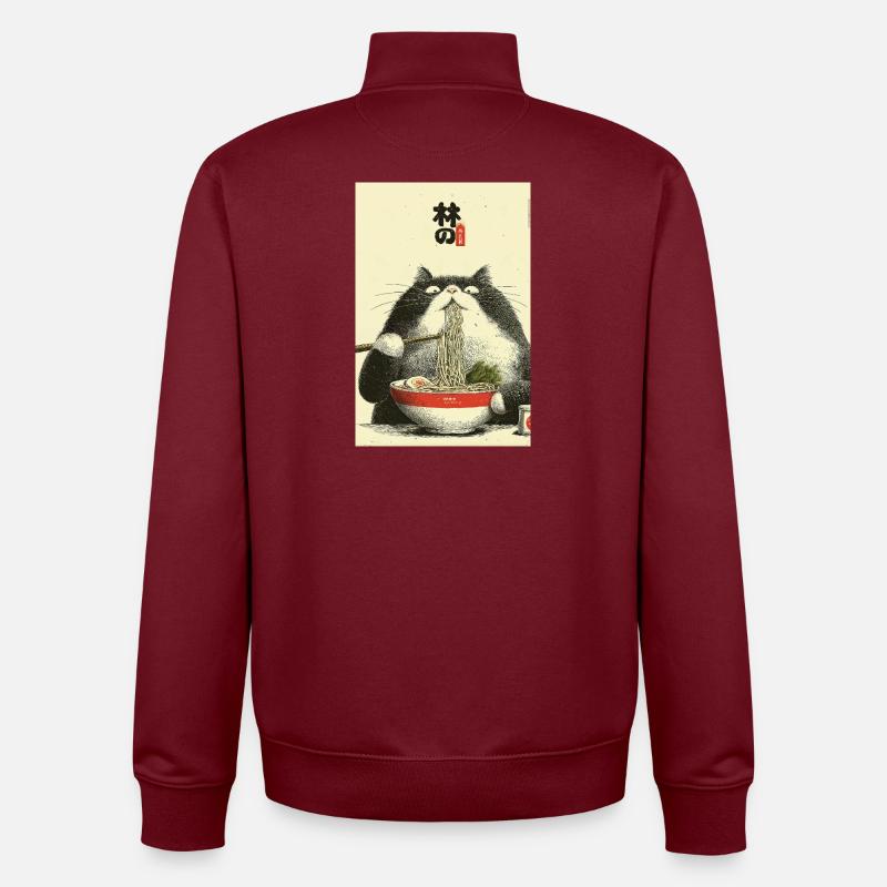 Ramen Cat Ukiyoe Style - Sweat zippé unisexe en coton bio Stanley/Stella - bordeaux