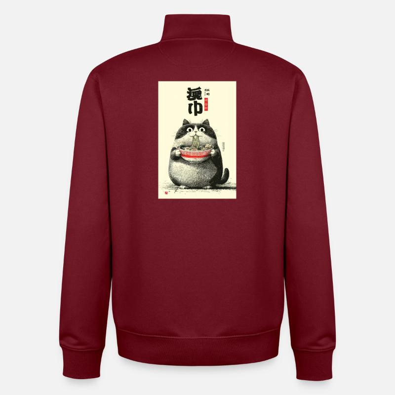 Portrait du chat ramen - Sweat zippé unisexe en coton bio Stanley/Stella - bordeaux