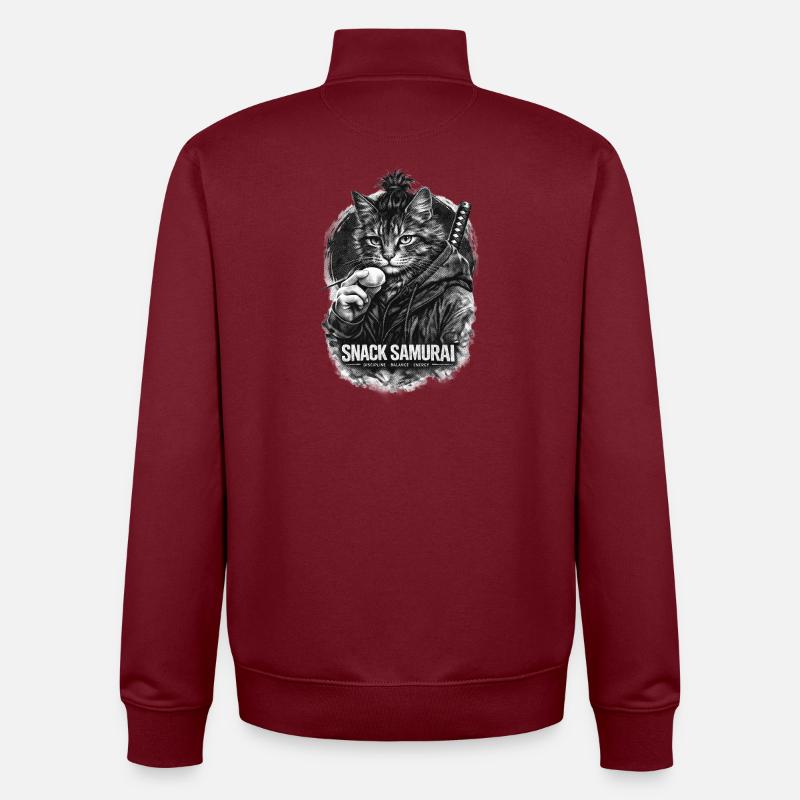 Snack Samurai Katze II - Unisex Organic Zip Sweatshirt von Stanley/Stella - Burgunderrot