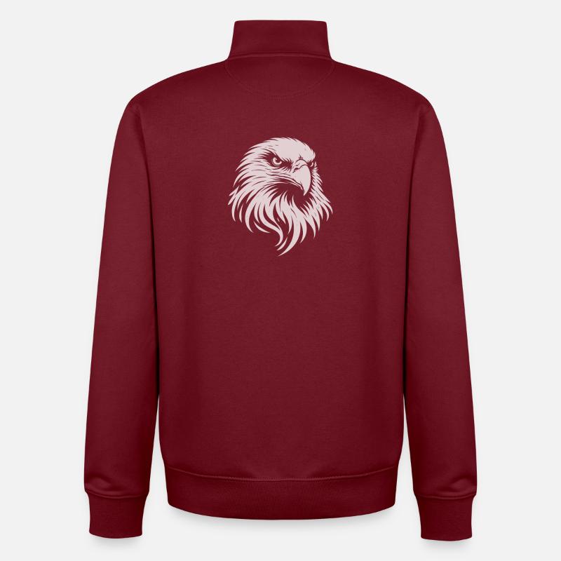 Eagle Head – Conception minimale d’art lineal - Sweat zippé unisexe en coton bio Stanley/Stella - bordeaux