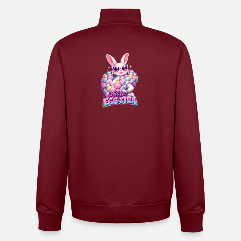 Pâques Prenons Egg-Stra - Sweat zippé unisexe en coton bio Stanley/Stella - bordeaux