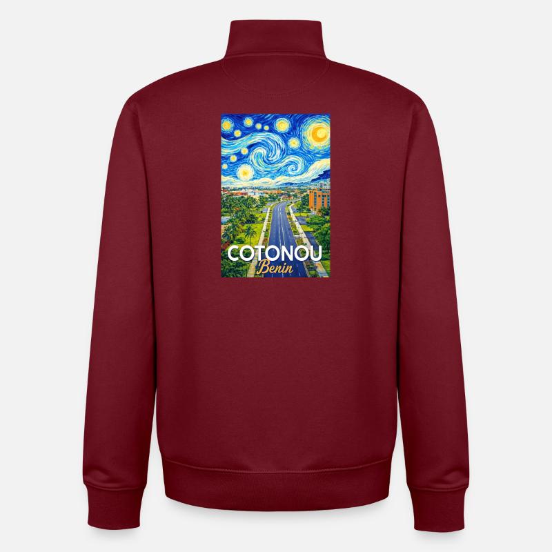 Cotonou Straße Sternenhimmel - Unisex Organic Zip Sweatshirt von Stanley/Stella - Burgunderrot