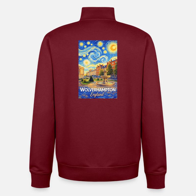 Wolverhampton, Angleterre, Nuit étoilée - Sweat zippé unisexe en coton bio Stanley/Stella - bordeaux