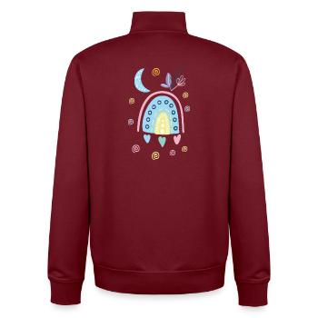 Pastel Rainbow Doodle Arch - Unisex Organic Zip Sweatshirt by Stanley/Stella - burgundy - Back - AI Model Male 185 dark (185cm)