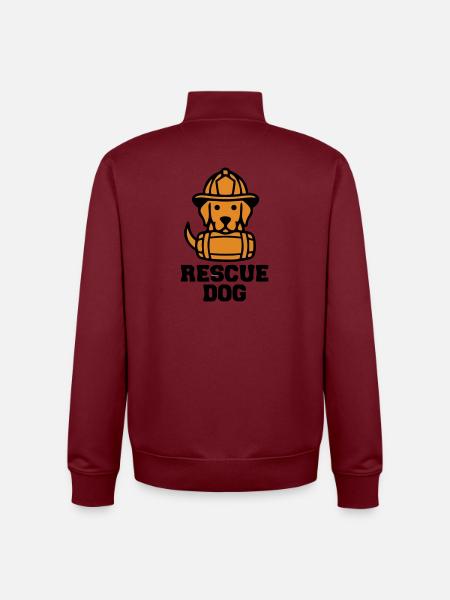 Rescue Dog Rettungshund Icon - Unisex Organic Zip Sweatshirt by Stanley/Stella - burgundy