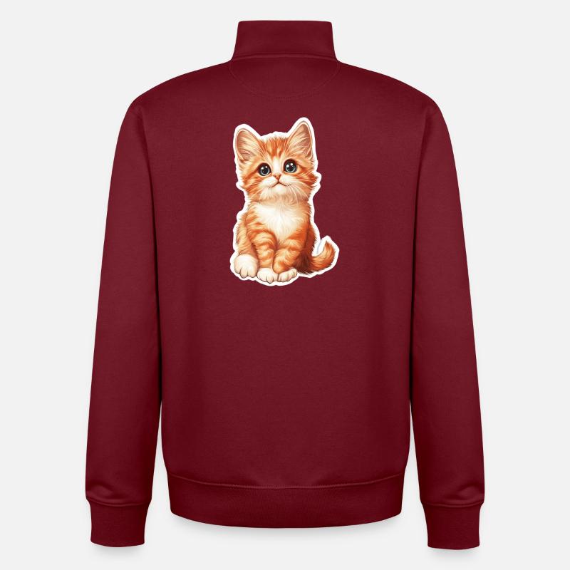 Chaton mignon - Sweat zippé unisexe en coton bio Stanley/Stella - bordeaux