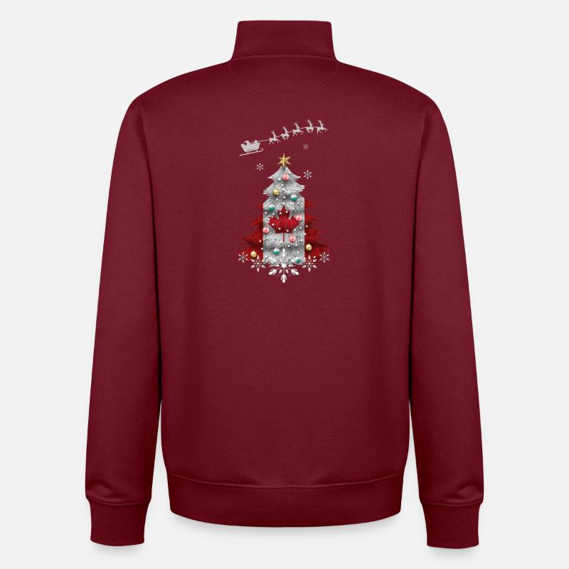 Christmas tree with Canada flag - Unisex Organic Zip Sweatshirt by Stanley/Stella - burgundy