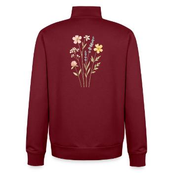 Aquarellwildblumenwiese - Unisex Organic Zip Sweatshirt von Stanley/Stella - Burgunderrot - Hinten - AI Model Male 185 dark (185cm)