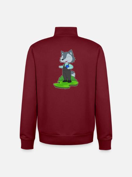 Wolf Poker Poker Card Game - Unisex Organic Zip Sweatshirt by Stanley/Stella - burgundy