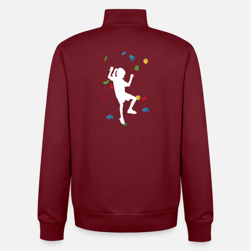 Kletterwand-Mädchen weiß – Boulder - Unisex Organic Zip Sweatshirt von Stanley/Stella - Burgunderrot