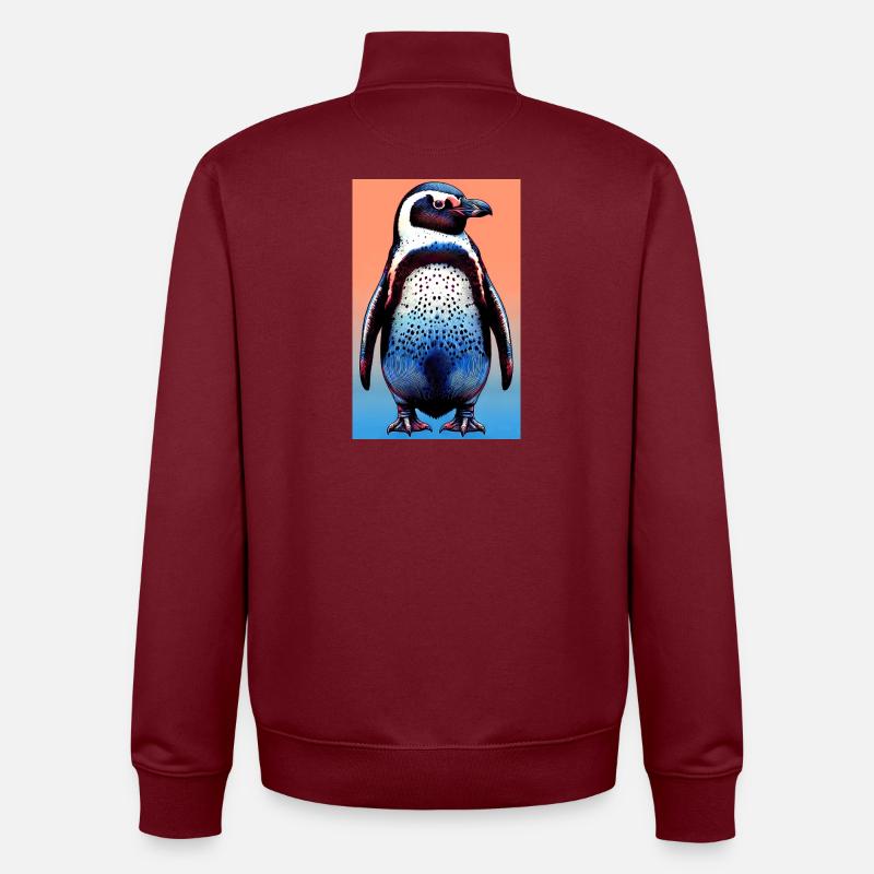 penguin - Unisex Organic Zip Sweatshirt by Stanley/Stella - burgundy