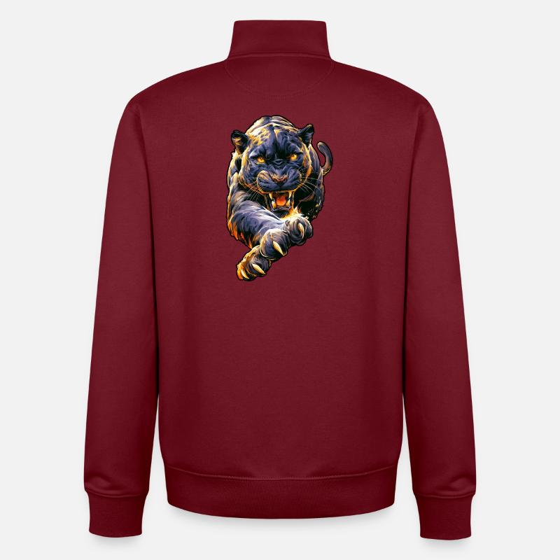Grande panthère - Sweat zippé unisexe en coton bio Stanley/Stella - bordeaux
