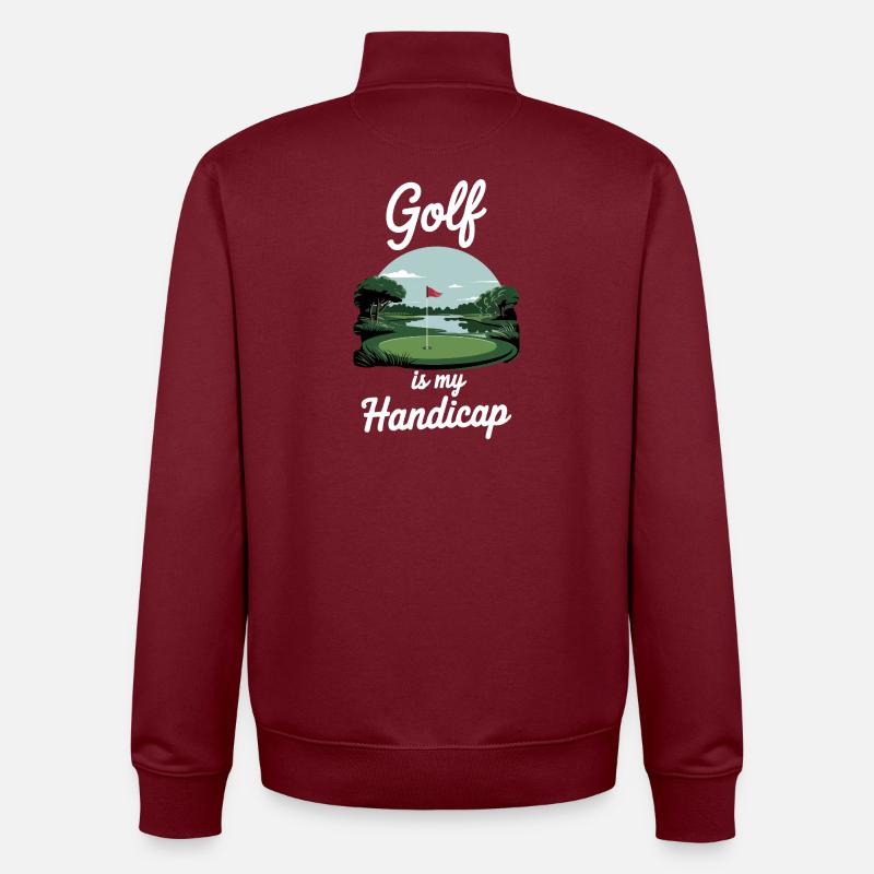 Le golf est mon handicap - Sweat zippé unisexe en coton bio Stanley/Stella - bordeaux