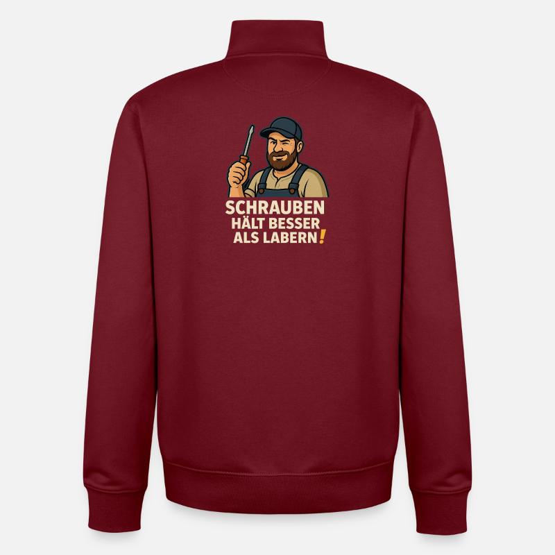 Le vissage tient mieux que le babillage - Sweat zippé unisexe en coton bio Stanley/Stella - bordeaux