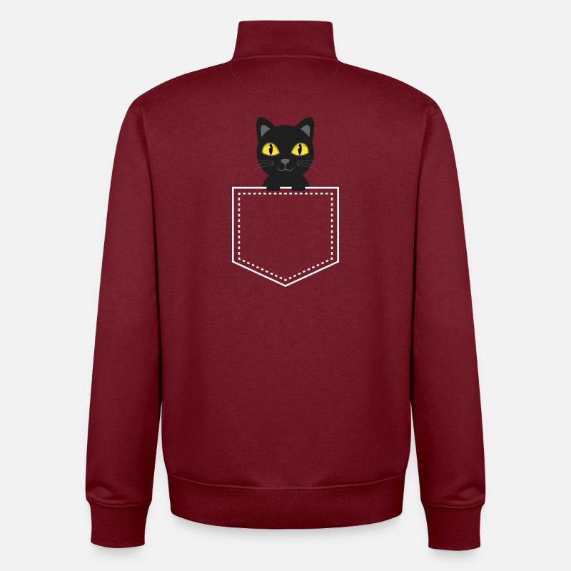 Pocket animal black cat - Unisex Organic Zip Sweatshirt by Stanley/Stella - burgundy